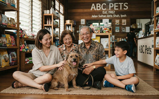 The founding family together inside ABC Pets